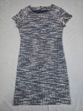 Banana Republic Womens Navy & White Tweed Cap Sleeve Sheath Dress Size 4